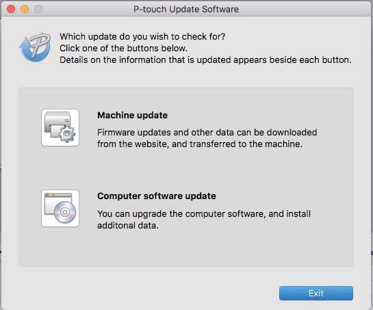 Slik oppdaterer du P-touch-programvaren c Klikk på [Machine update] (Maskinoppdatering)-ikonet. d Velg [Printer] (Skriver), kontroller at [The machine is connected correctly.