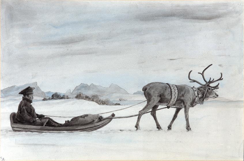 Figur 52 Laplands ekvipasje slik den var utstilt på Postmuseet 
