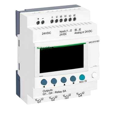 Produktdatablad Karakteristikk SR3B101BD (45 023 28) Zelio 6/4 I/O relé m/ur 24VDC Hovedkarakteristikk Produktspekter Produkt eller komponent type Zelio Logic Modular smart relay Alternativer Local