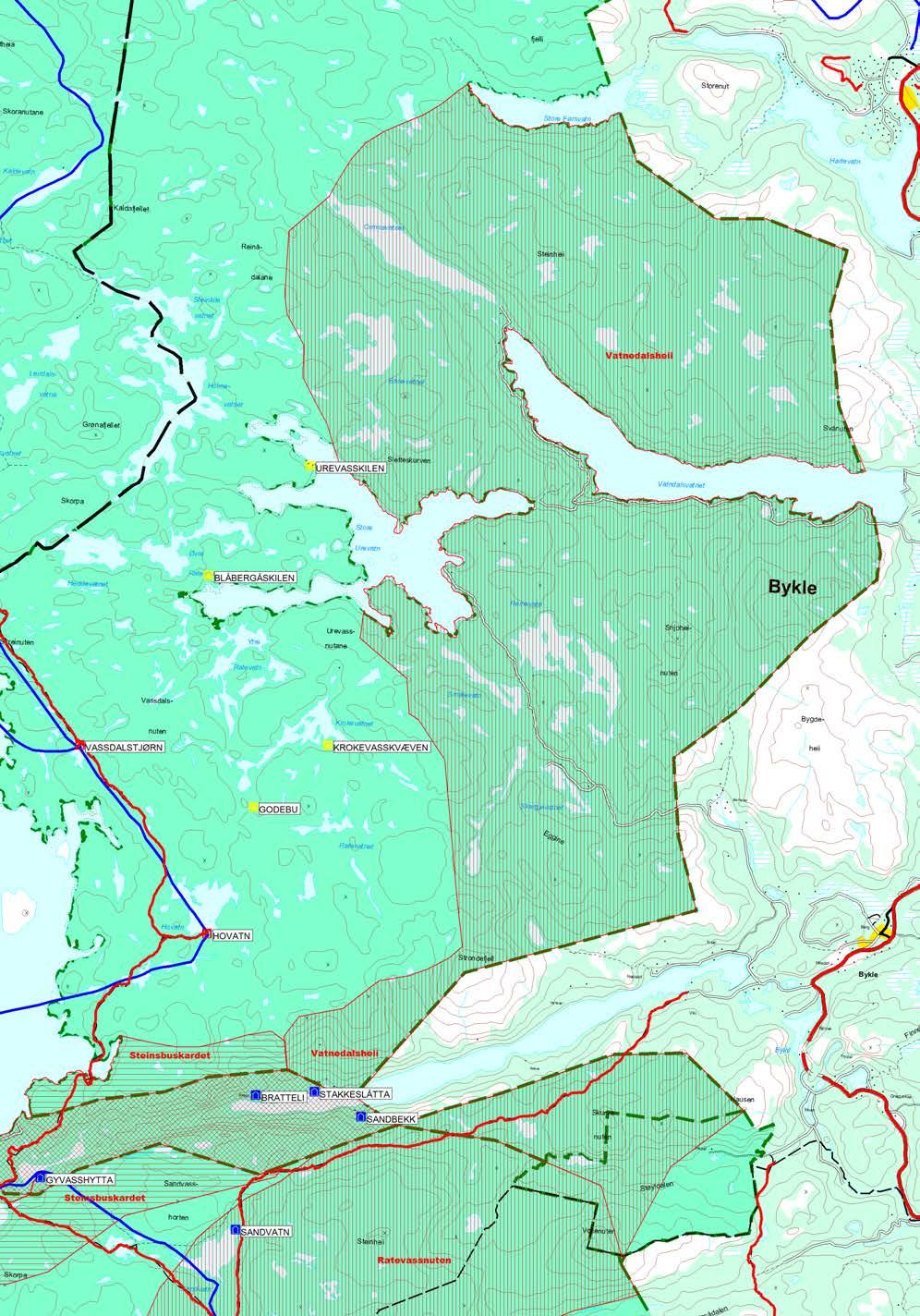 Vatnedalsheii kalvingssone Setesdal Vesthei - Ryfylkeheiane landskapsvernområde Vatnedalshei Verna område utan særskilde restriksjonar Kalvingsområde - ferdsleforbod