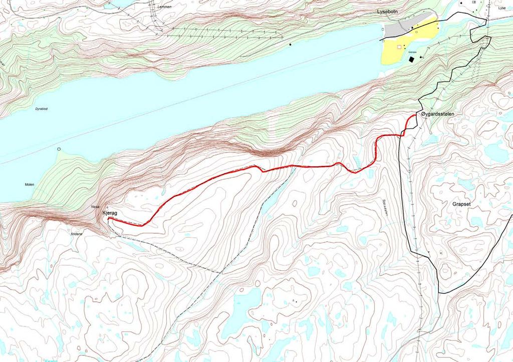 7.1.5 Temakart for godkjent sykkelløype Øydegardstøl-Kjerag Verneområda i Setesdal Vesthei, Ryfylkeheiane og Frafjordheiane Godkjent