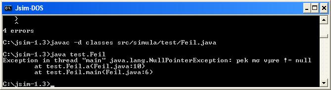 Starte å sende feil/unntak selv - eks. class Feil1 { int i; public static void main(string[] args) { new Feil1().