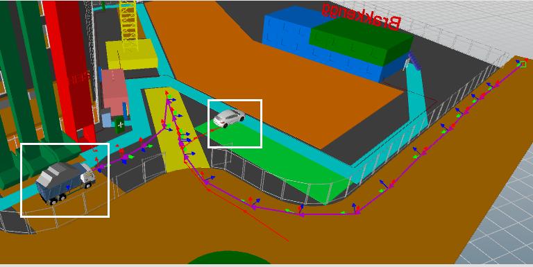 . Bilde 92-3D path til lang til semitrailer Bildet under vises 3d pathen til de to siste animasjonene.