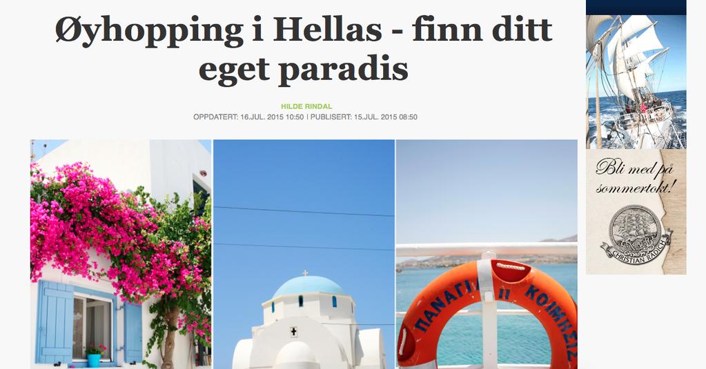 H. Øyhopping i Hellas finn ditt eget paradis, Aftenposten. http://www.aftenposten.no/reise/oyhopping- i- Hellas- - - finn- ditt- eget- paradis- 566141_1.snd Figur 15 Skjermdump fra Aftenposten.no, 3.