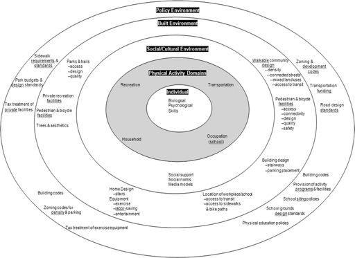 An ecological model of 4 domains of physical activity. James F. Sallis et al.