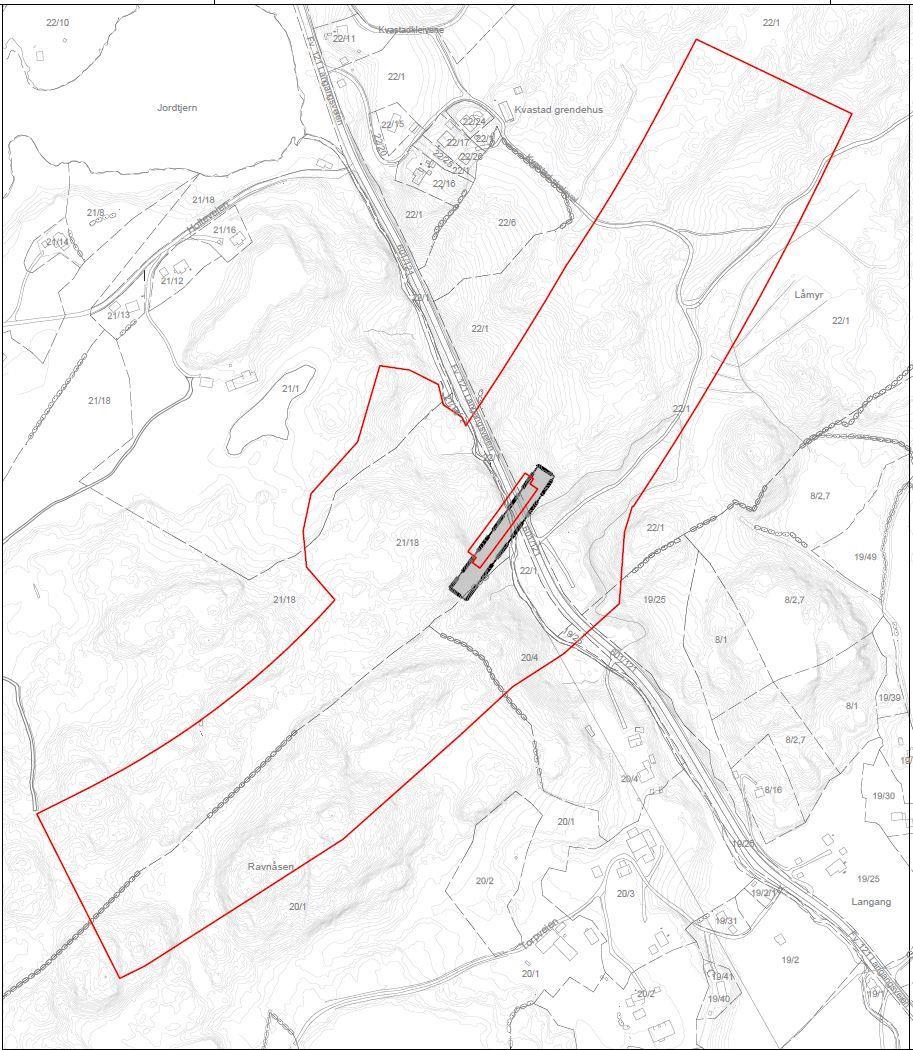 Figur 2. Utsnitt fra gjeldende plankart for vertikalnivå 3, over grunnen, vedtatt 10.6.2014.