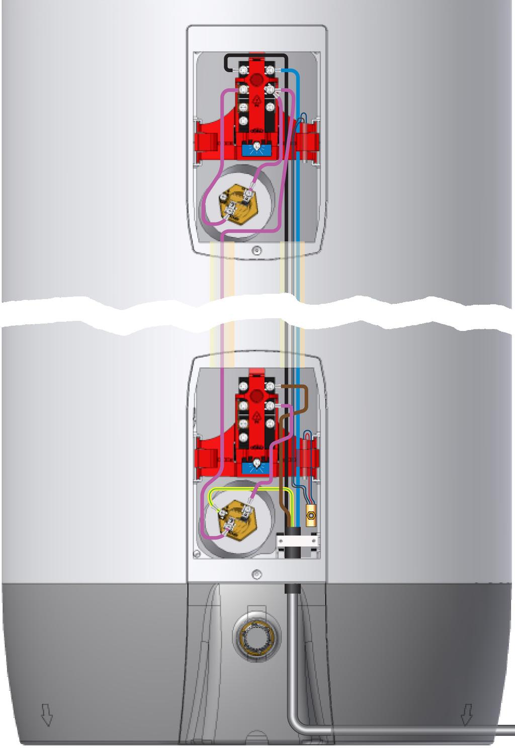 El-kobling - SuperSmart NB: SuperSmart har 2 + 2 kw som standard, og kan ikke bygges om til større el-effekt. Reset Termostat TS 2! VIKTIG!