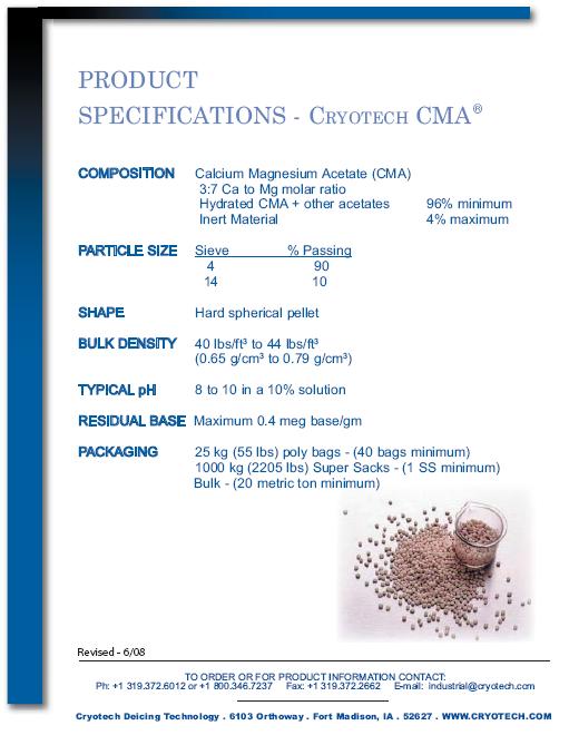 Vedlegg 2 Datablad Cryotech CMA Utprøving av