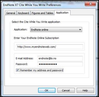 Koble EndNote og Word Når du har installert Cite While You Write-plug-in for Word må du koble EndNote til Word på følgende måte: 1. Gå til Verktøylinje/Endnote Tab 2.