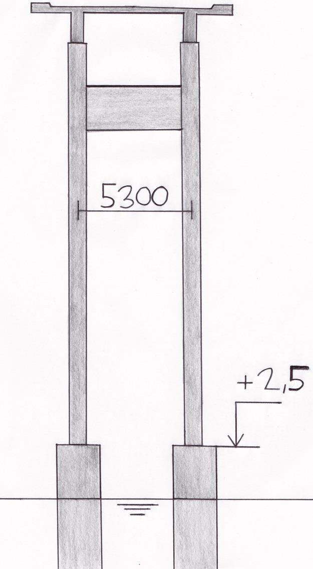 2 Beskrivelse av Tjeldsundbrua som har en tverrsnittsdiameter på φ = 2000 mm. Pilarene i akse 9 har en t = 350 mm tykk skive i armert betong monolittisk støpt mellom seg.