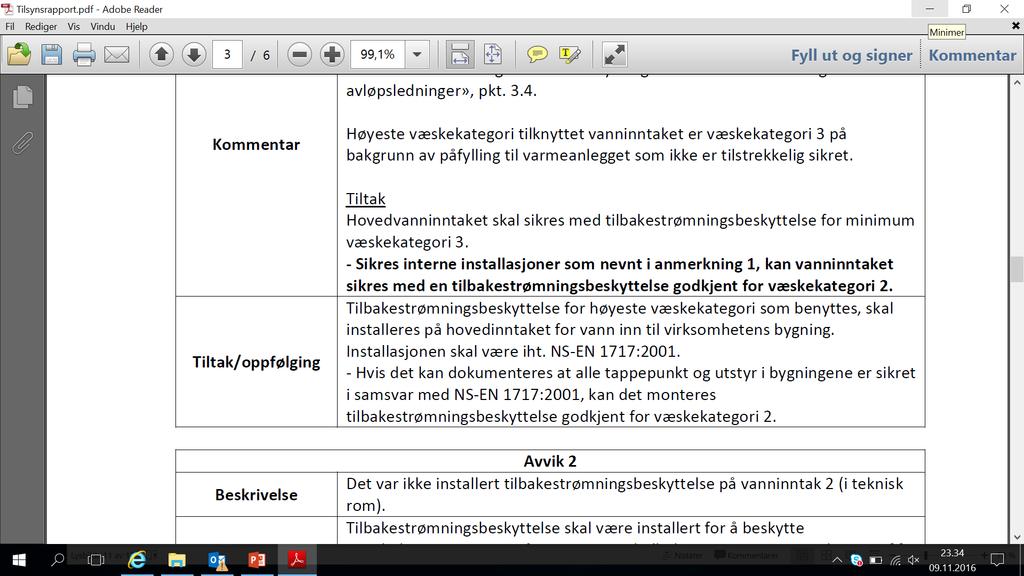 Tilsynsrapport Tilsynsrapport oppsummerer tilsynet og angir eventuelle avvik eller anmerkninger, med frist for rettelse av avvik.