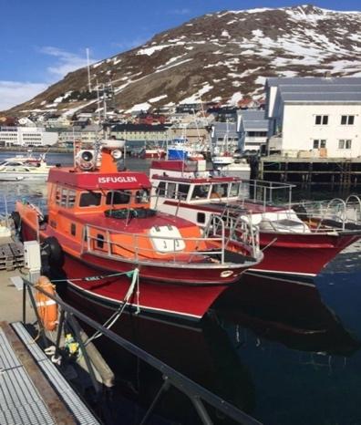 Isfuglen og Fjordfuglen Type: Westcraft 37 Kallesignal: LM 6763 LOA: 11,27 meter Maskinering: 2*250 hk Bollard pull: Antatt ca 2 tonn 15/12 passasjerer i fartsområde 4/5 / 18