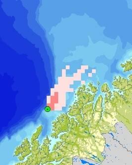 Total hydrokarbon (THC) konsentrasjon 14 døgn 35 tonn/døgn Overflateutslipp Troms II 14 døgn 4500 tonn/døgn 50 døgn 4500 tonn/døgn 50 døgn 4500-200 tonn/døgn Sjøbunnsutslipp Troms II Figur 3-50