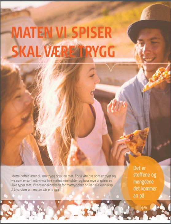 Figur 8: Undervisningsbrosjyre om trygg mat - og mengde. Brosjyren er ment som supplement til læreverk i undervisning i faget mat og helse for elever i ca. 9.-klasse.