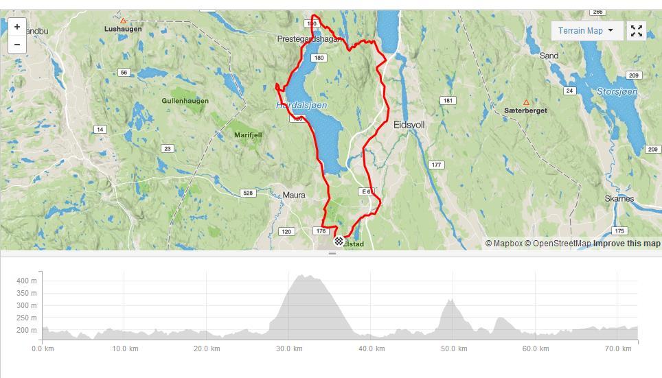 Løypekart lang runde K senior og M/K junior Start og mål / arena Ritt 14 Hurdalssjøen + Melbye Snippen Lie Ritt 15 Hurdalssjøen + Melbye Snippen Lie Ritt 16 Hurdalssjøen Kl.