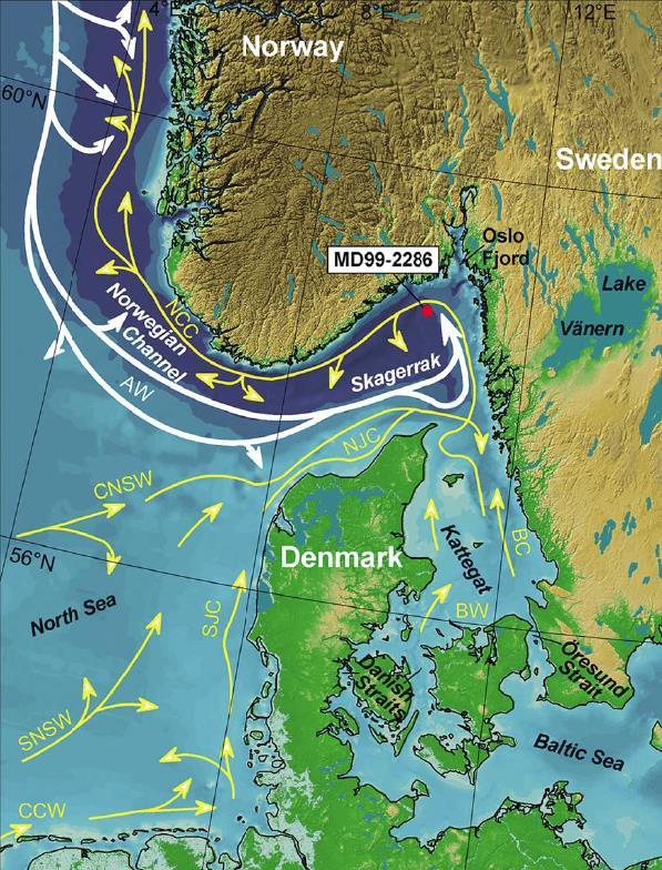 Kapittel 2 Bakgrunn deler av kystområdene i Norge, over til sørlige deler av Sverige, og opp gjennom Finland (Figur 2.5) (Mangerud 1980; Gyllencreutz et al. 2007; Mangerud et al. 2011).