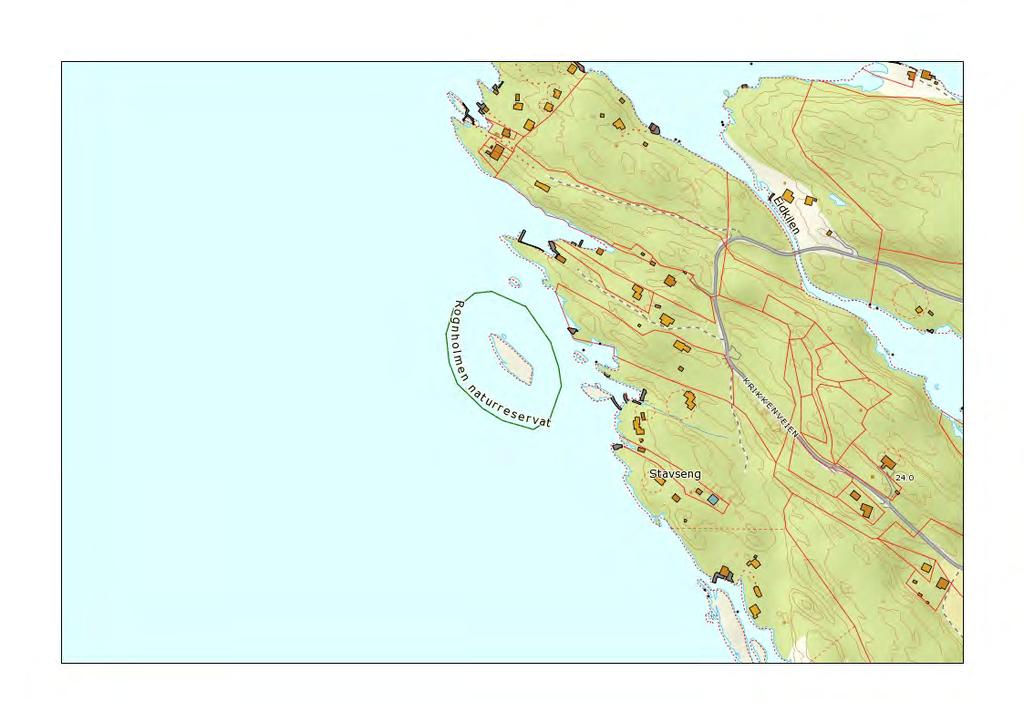 23. Rognholmen, Kragerø kommune Rognholmen er en liten holme på vestsiden av Skåtøy. Rognholmen har en liten og stabil hekkebestand av ærfugl og fiskemåke.