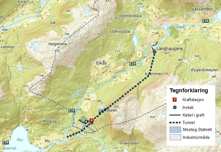 3 Beskrivelse av tiltaket 3.1 KRAFTVERKET Jølstra kraftverk vil utnytte fallet i Jølstra på en 5,6 km lang strekningen fra Tongahølen i Jølster kommune til Reinene i Førde kommune.