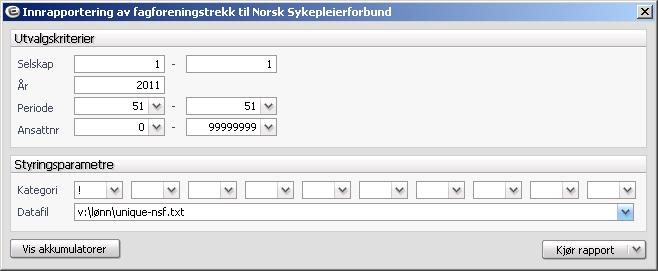 Fagforeningstrekk Norsk sykepleierforb. Rapporter Periodiske Fagforeningstrekk fil NSF NB! Datafil: T:\STA.Personal\Visma\Fagforening\Fagforening Voss\ Fyll inn periode.