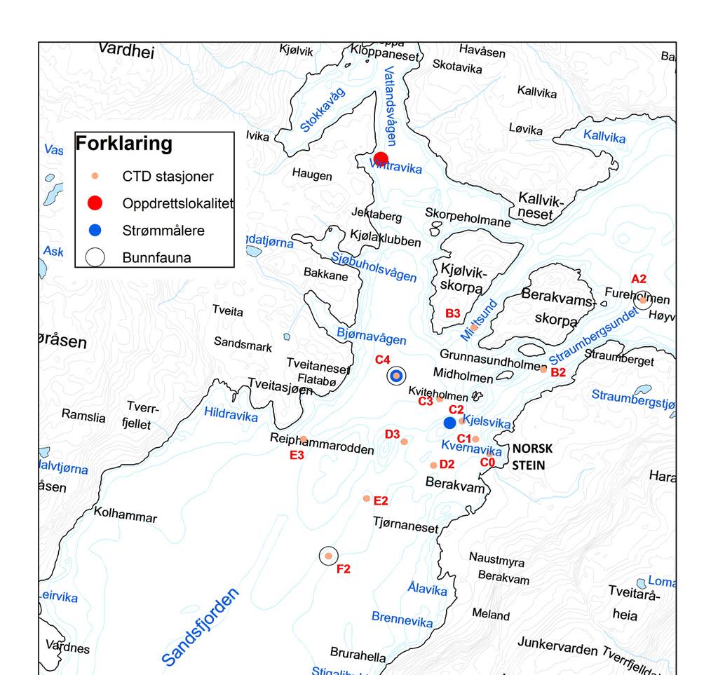 Figur 2. Kart over nærområdet til Norsk Stein.