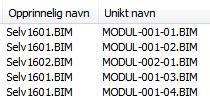 vil få. Innstillinger Før genereringen foretas kan en selv definere navnekonvensjon for de unike modellene. Klikk på knappen Innstillinger.