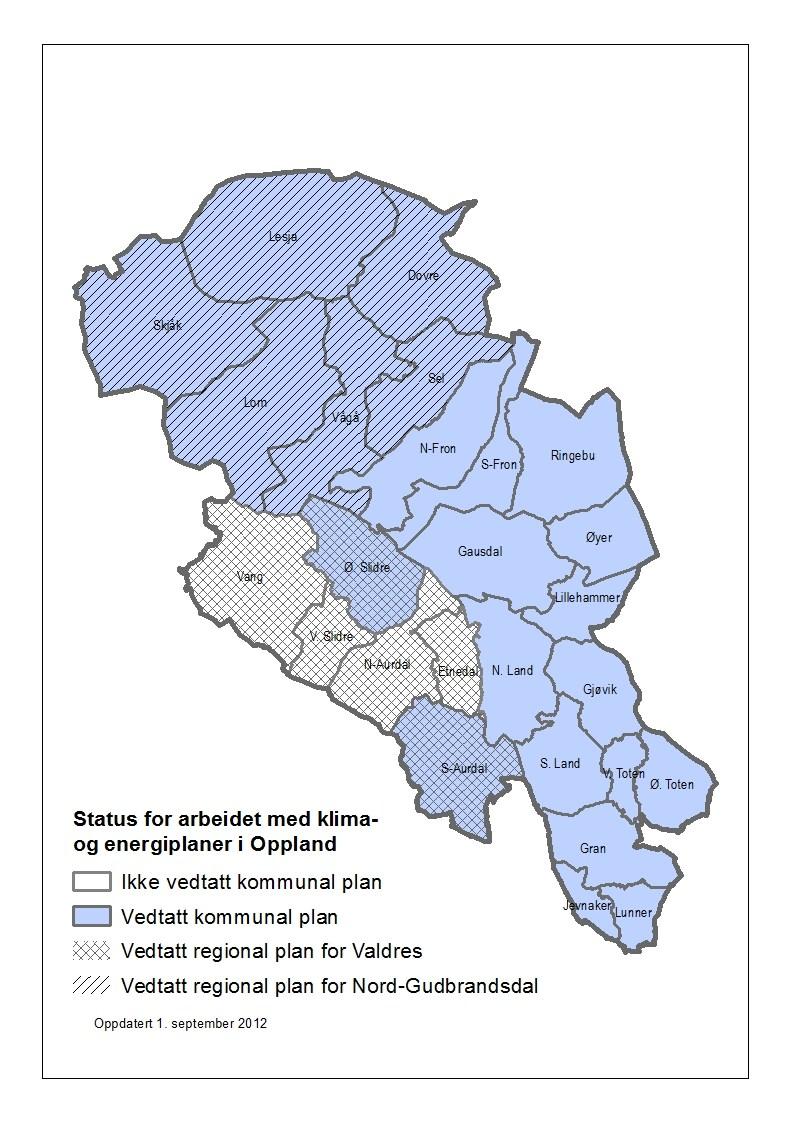 2.5 Klima 2.5.1 Klima- og energiplaner Alle kommuner ble oppfordret til å utarbeide klima- og energiplaner innen 1. juli 2010 jf. statlig planretningslinje for klima- og energiplanlegging i kommunene.