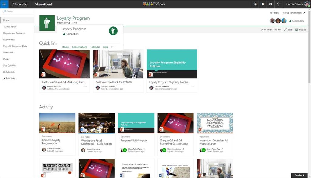 Office 365 Groups & SharePoint Team Sites