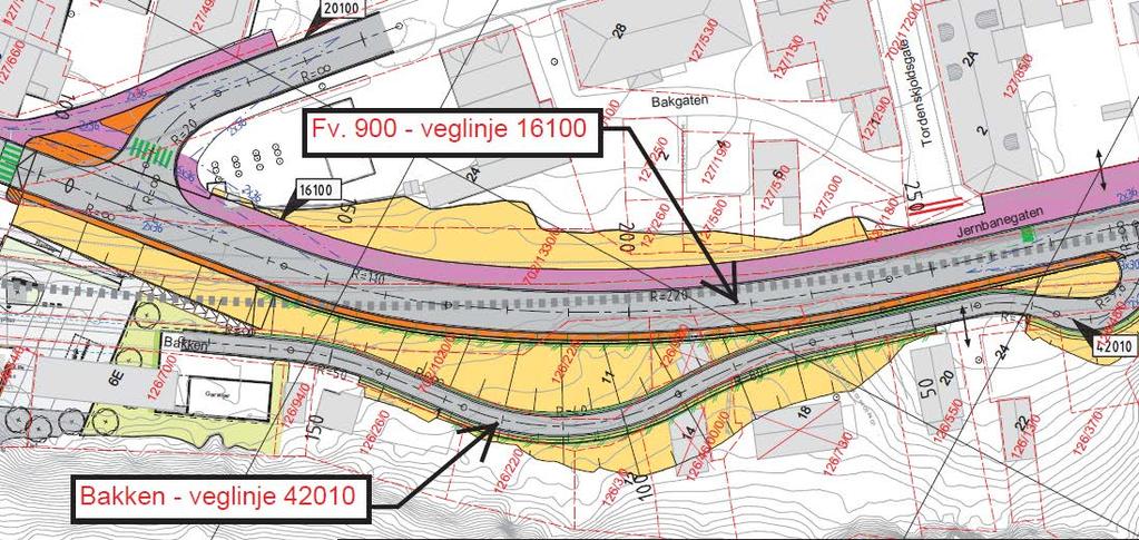 Geoteknisk rapport nr. Zd307A-6 N A B C A B C Figur 2 Tverrprofiler brukt i stabilitetsberegningene i Bakken området.