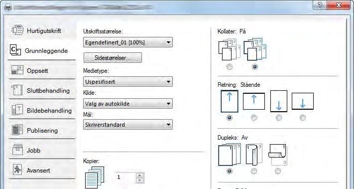 Utskrift fra PC > Utskrift fra PC 3 Klikk "Utskriftsstørrelse"-menyen og velg papirstørrelsen registrert i trinn 2.