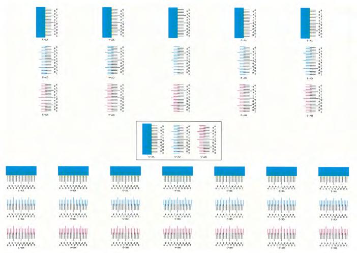 Feilsøking > Justering/vedlikehold Tabelleksempel 4 Angi riktig verdi. 1 Finn stedet på hvert diagram hvor to linjer i størst mulig grad samsvarer.