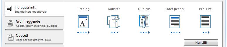 Utskrift fra PC > Utskrift fra PC Skjerm for skriverdriverens utskriftsinnstillinger Skjermbildet for skriverdriverens utskriftsinnstillinger lar deg konfigurere en rekke utskriftsrelaterte