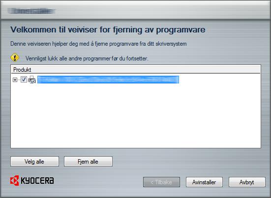 Installere og konfigurere maskinen > Installere programvare Avinstallere programvaren Utfør følgende prosedyre for å slette programvaren fra datamaskinen.