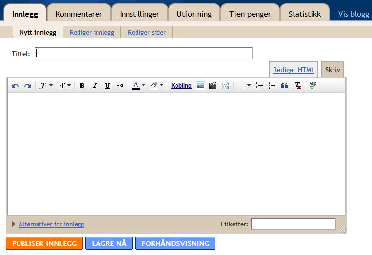 Første blogginnlegg skrives.