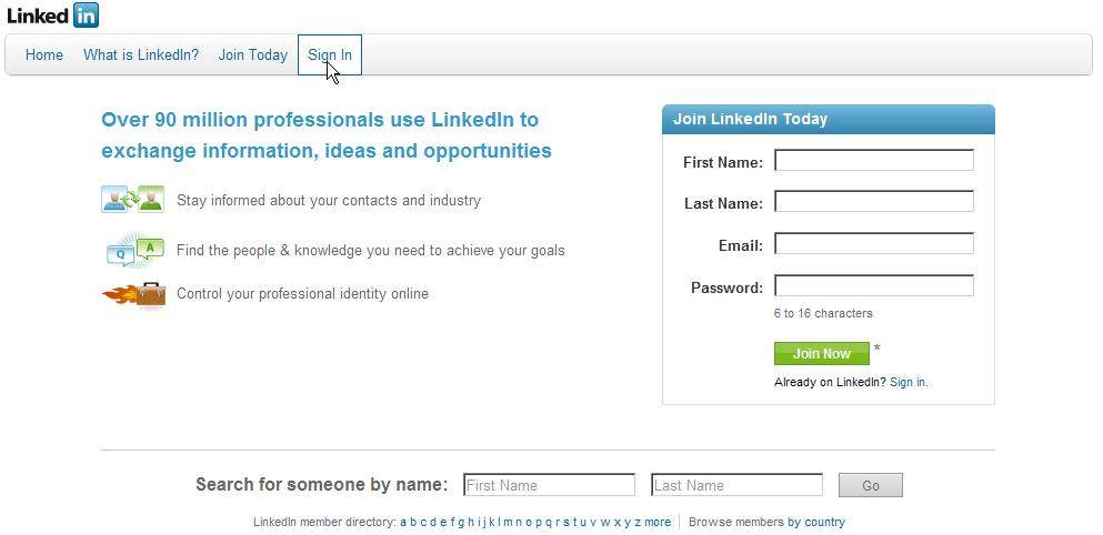 Neste gang du vil inn på Linkedin og skriver: http://www.