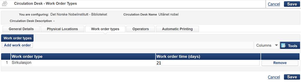 oppgi work order time, som er et estimat for antall dager heftet kan få være