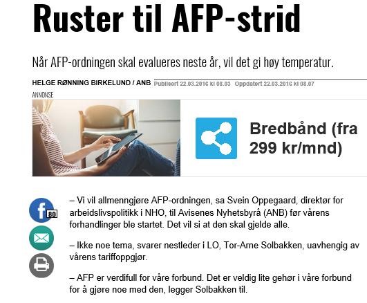 Mange synspunkt AFP er en del av det norske