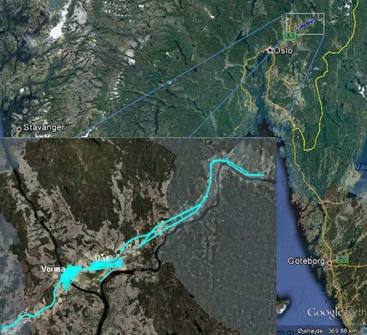 til Slomarka 180 linje-km 3 linjer langs