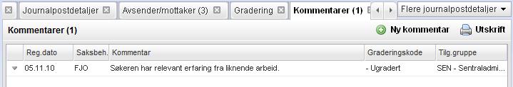 Arbeide med eksisterende journalposter 123 Hvis du vil fjerne navn fra listene haker du av foran navnet og klikker Fjern. Når du er ferdig klikker du OK for å sette dem inn i journalposten. 9.