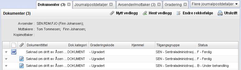 I nedtrekkslisten til venstre på en rad kan du velge hva du vil gjøre videre med denne oppgaven. Dette er de samme kommandoene du finner beskrevet i forbindelse med oppgavevinduet i kapittel 4.