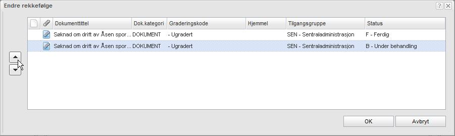 Arbeide med eksisterende journalposter 127 Ved å klikke på rader i listen vises detaljer om et vedlegg ( ) eller et hoveddokument ( ), som du kan endre.