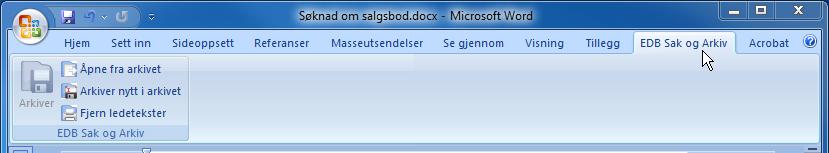 EDB Sak og Arkiv samvirker med de mest brukte tekstbehandlingssystemene for Windows, og sørger for at tekstdokumentet kobles mot riktig journalpost.