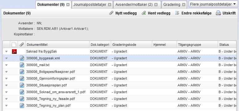 Arbeide med byggesaker 171 12.8.3 Integrasjon med ByggSøk EDB Sak og Arkiv har integrasjon med ByggSøk.