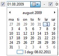 Merk dag, måned eller år og bruk opp- eller nedpiltastene får angi ønsket dato.