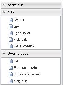 48 Gjenfinning Under Velg søk vises en liste med forhåndsdefinerte søk. Hvert av disse henter et utvalg av saker i arkivet, etter ulike kriterier.