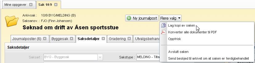 Hvilke brukere som har tilgang til å opprette saker er definert av EDB Sak og Arkiv administrator. Når en sak er opprettet kan nye journalpostregistreringer og tekstdokumenter registreres i saken.