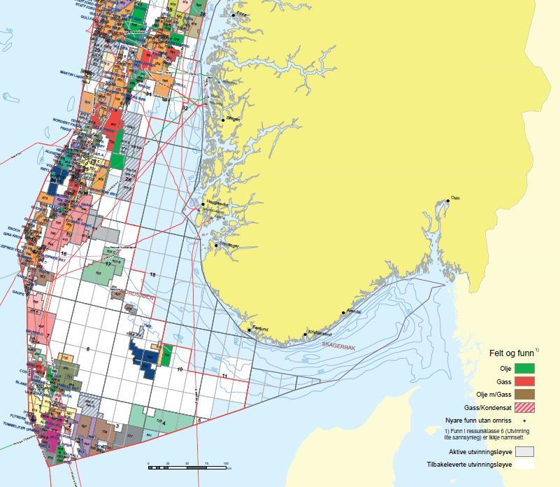 Figur 2: Utvinningstillatelser i Nordsjøen pr. 16.