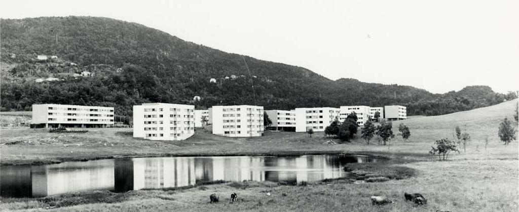 Det meste av boligene ble bygget som feltutbygging med blokker i 3 5 etasjer med enkelte høyhus.