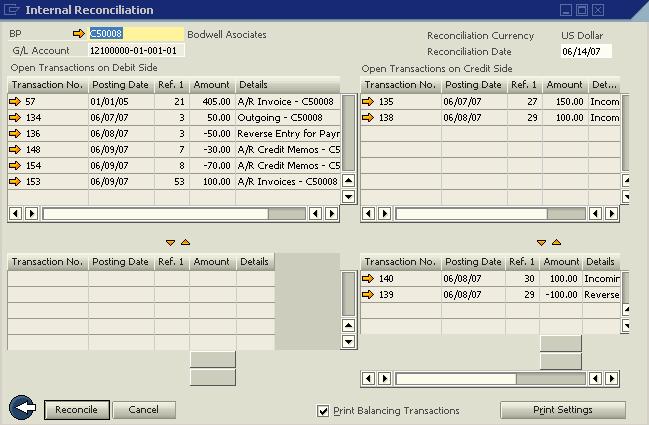 Under oppgradering til SAP Business One 2007 A: Systemet identifiserer at inngående betaling nr. 29 er lukket (et resultat av annulleringen), men ikke avstemt.