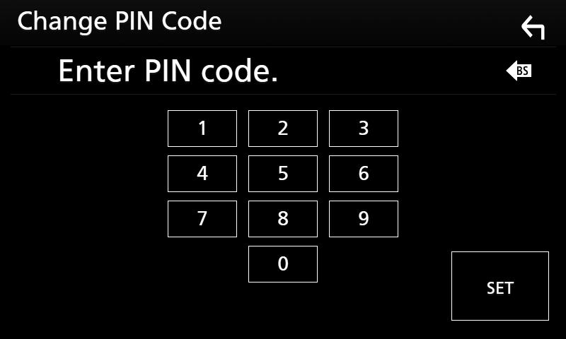 Bluetooth-styring ÑÑBytte av PIN-kode 1 Trykk på [PIN Code] på skjermbildet for Bluetooth SETUP. hhskjermbildet for innstilling av PIN-kode vises. 2 Tast inn PIN-koden.