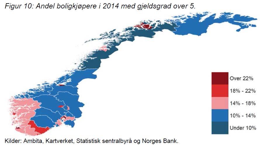 214: 18% av boligkjøperne hadde gjeldsgrad> Størst andel i